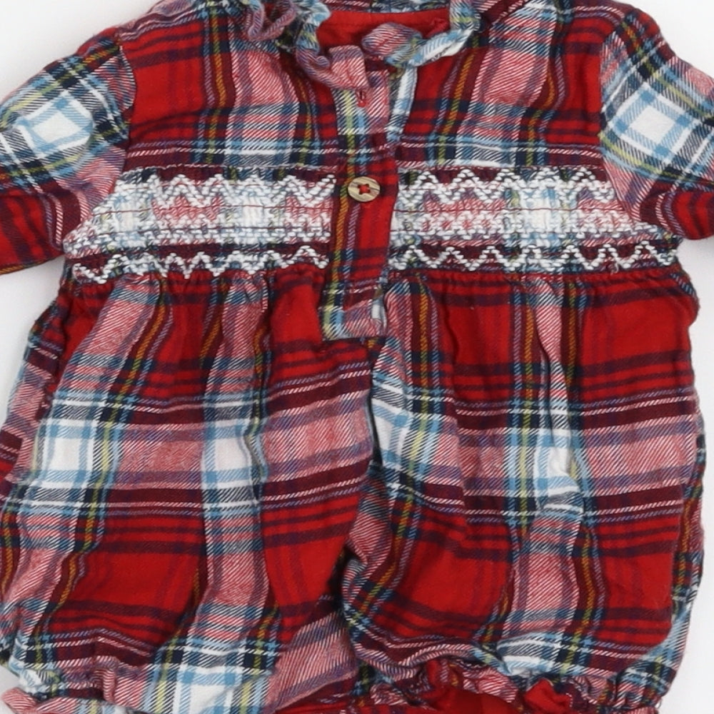 TU Girls Red Check  Basic Button-Up Size 3-6 Months