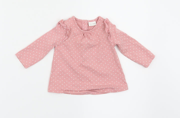 NEXT Girls Pink Polka Dot  Basic T-Shirt Size 3-6 Months