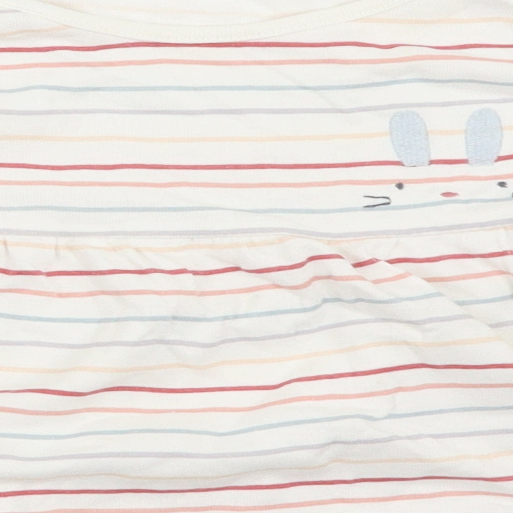 M&S Girls White Striped  Basic Blouse Size 12-18 Months