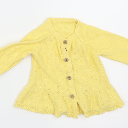 Nutmeg  Girls Yellow Argyle/Diamond  Cardigan Jumper Size 3-6 Months