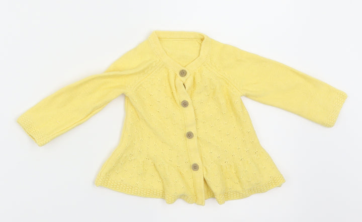 Nutmeg Girls Yellow Argyle/Diamond Cardigan Jumper Size 3-6 Months