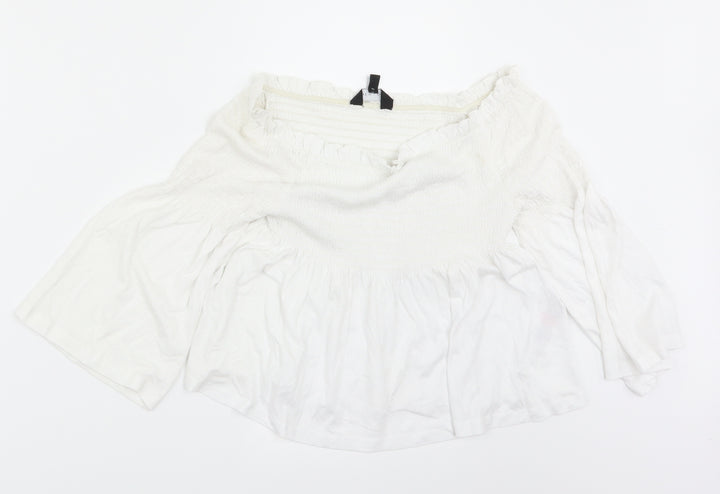 New Look Womens White   Cropped Blouse Size 10