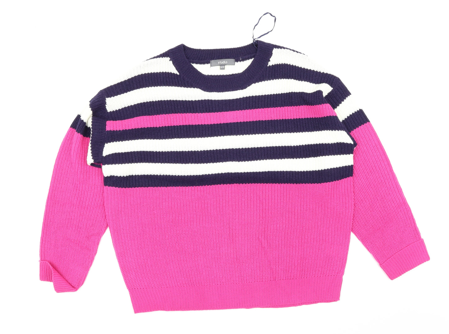 Studio Womens Pink Striped  Pullover Jumper Size 18