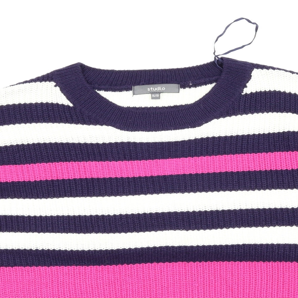Studio Womens Pink Striped  Pullover Jumper Size 18