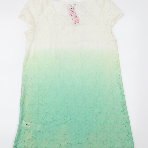 Happy Holly Womens Green Floral  Basic T-Shirt Size 8  - Green Ombre