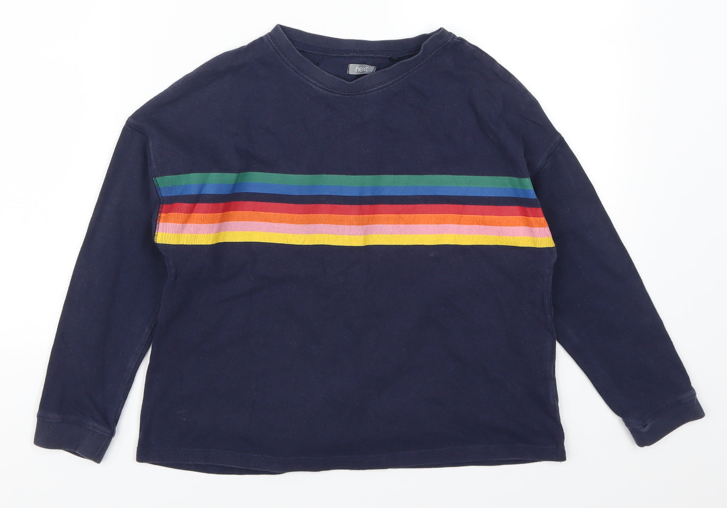 NEXT Girls Blue Striped  Basic T-Shirt Size 9 Years  - Rainbow Stripes
