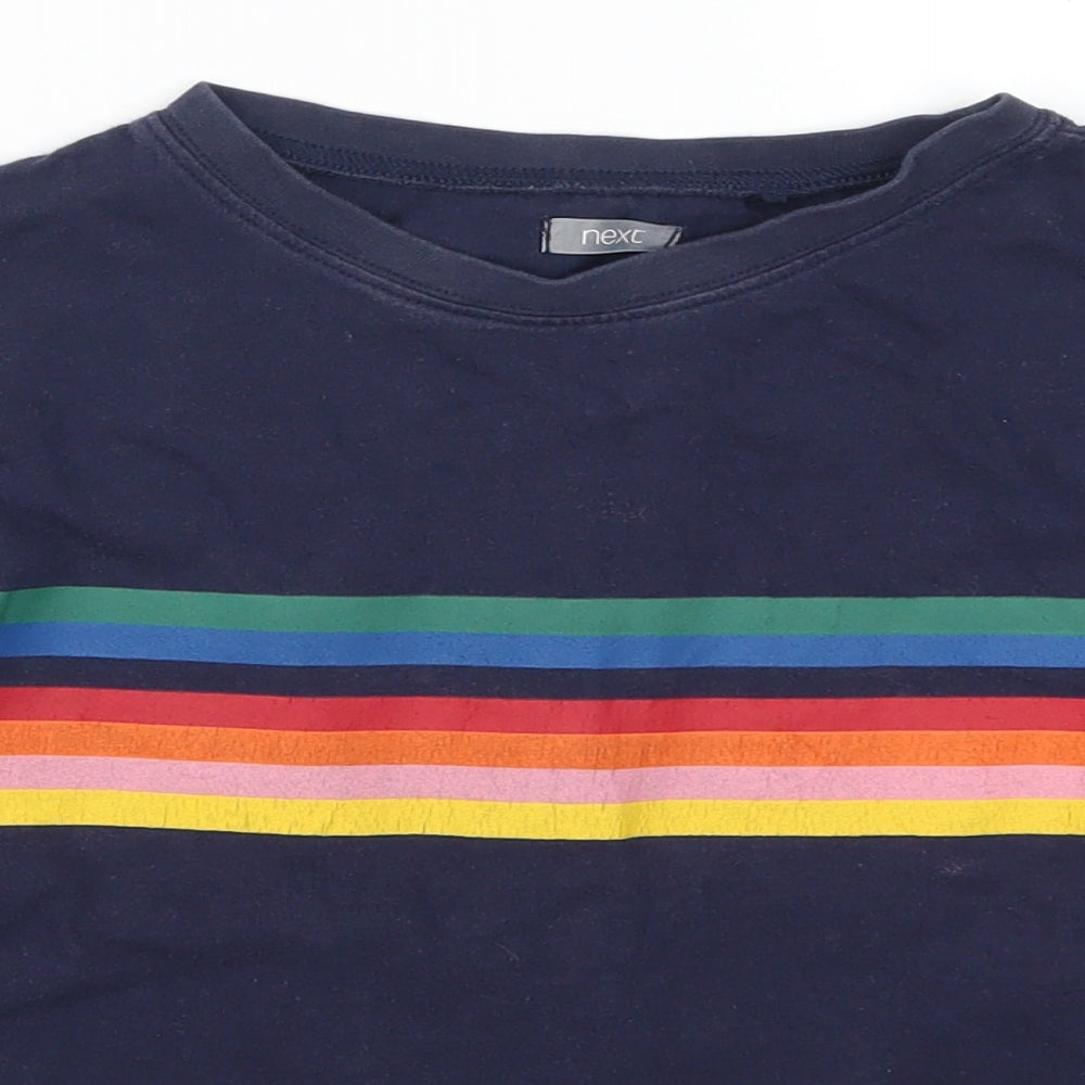 NEXT Girls Blue Striped  Basic T-Shirt Size 9 Years  - Rainbow Stripes