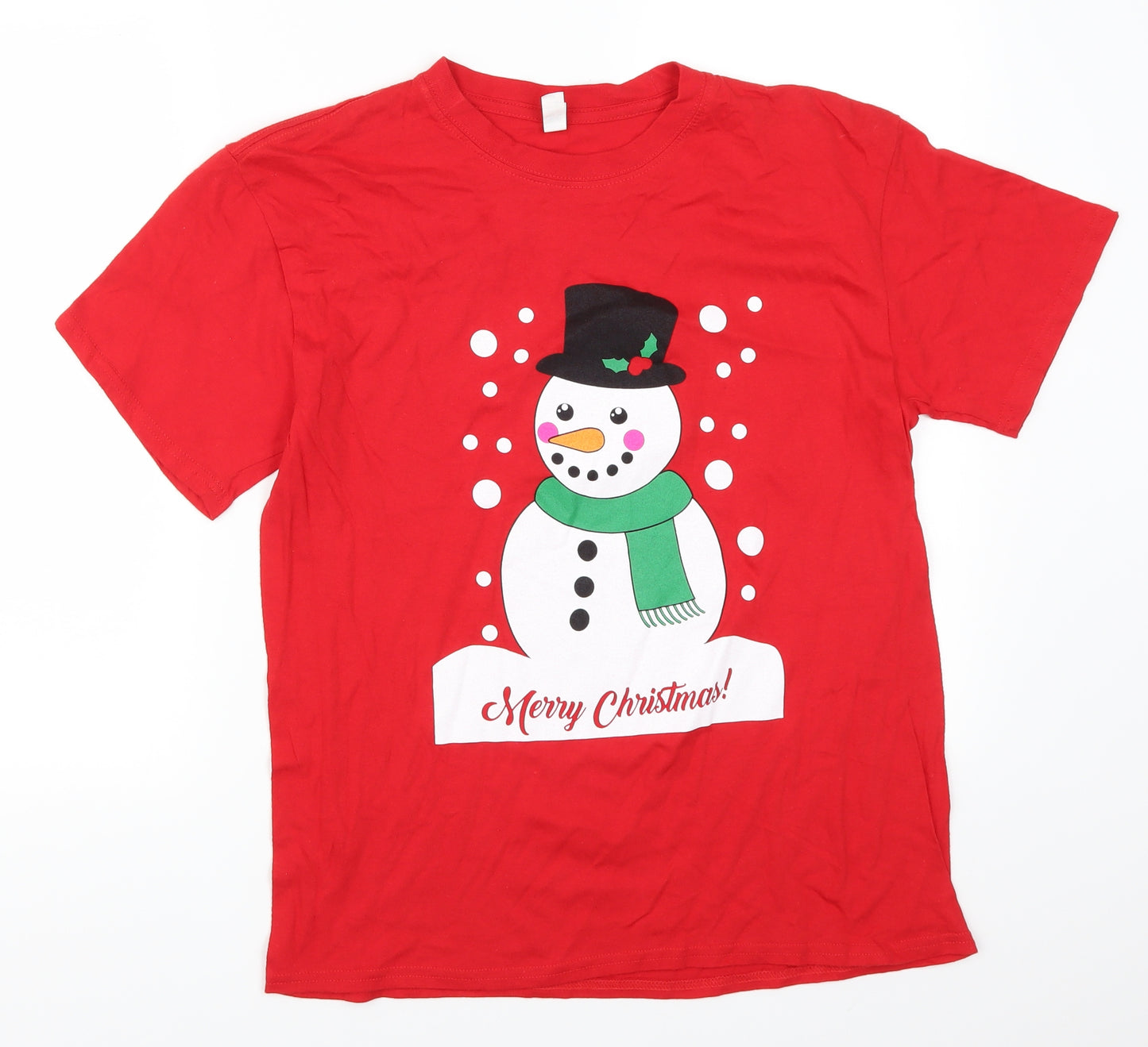 Casual Classics Mens Red    T-Shirt Size M  - Christmas Snowman