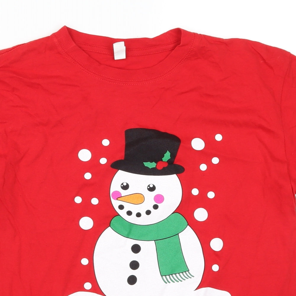 Casual Classics Mens Red    T-Shirt Size M  - Christmas Snowman