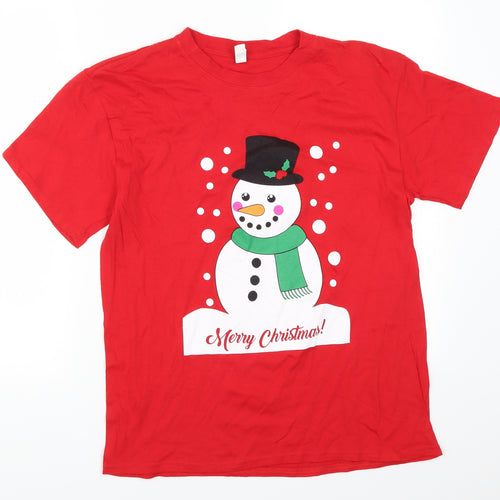 Casual Classics Mens Red    T-Shirt Size M  - Christmas Snowman