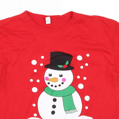 Casual Classics Mens Red    T-Shirt Size M  - Christmas Snowman