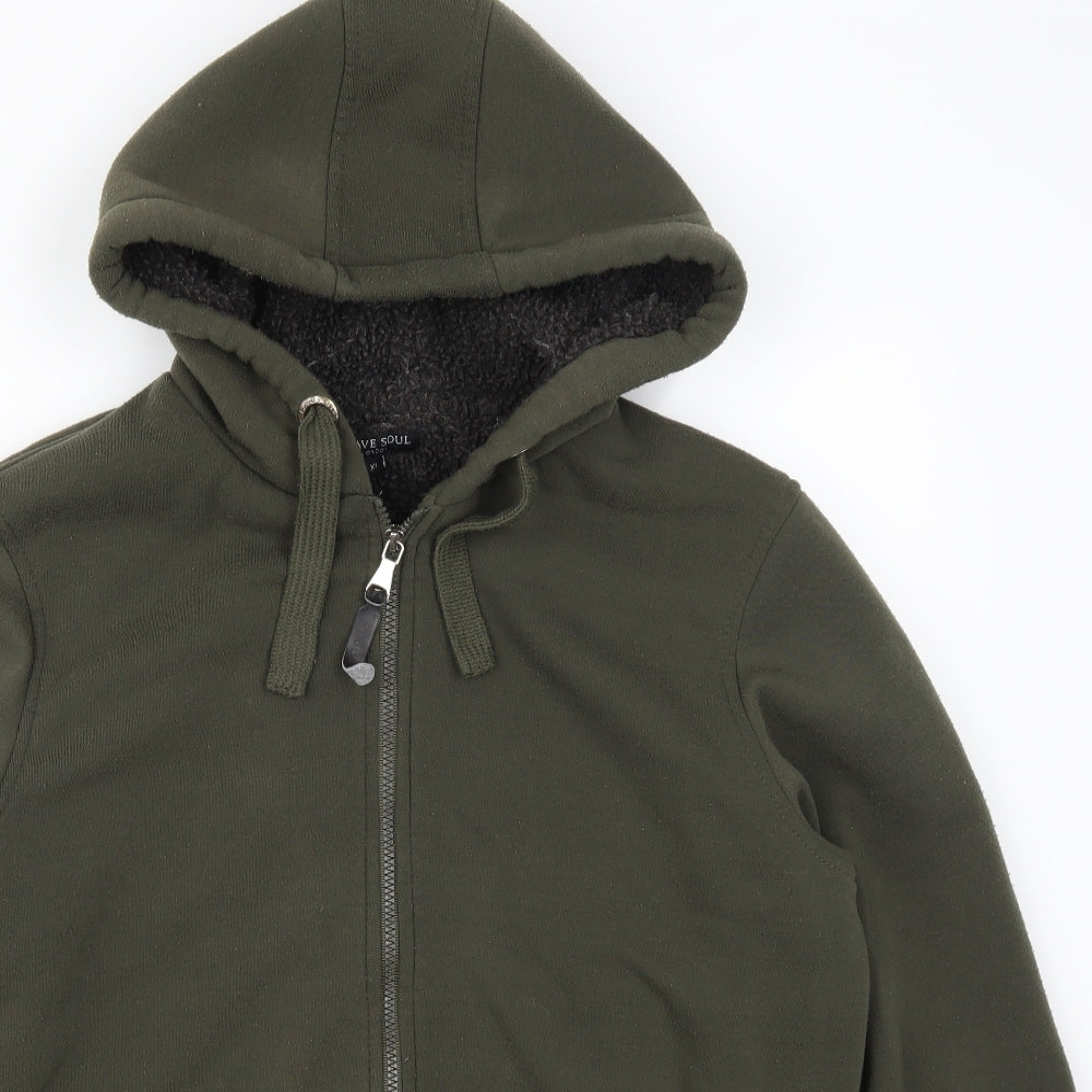 Brave Soul Mens Green   Full Zip Hoodie Size XL