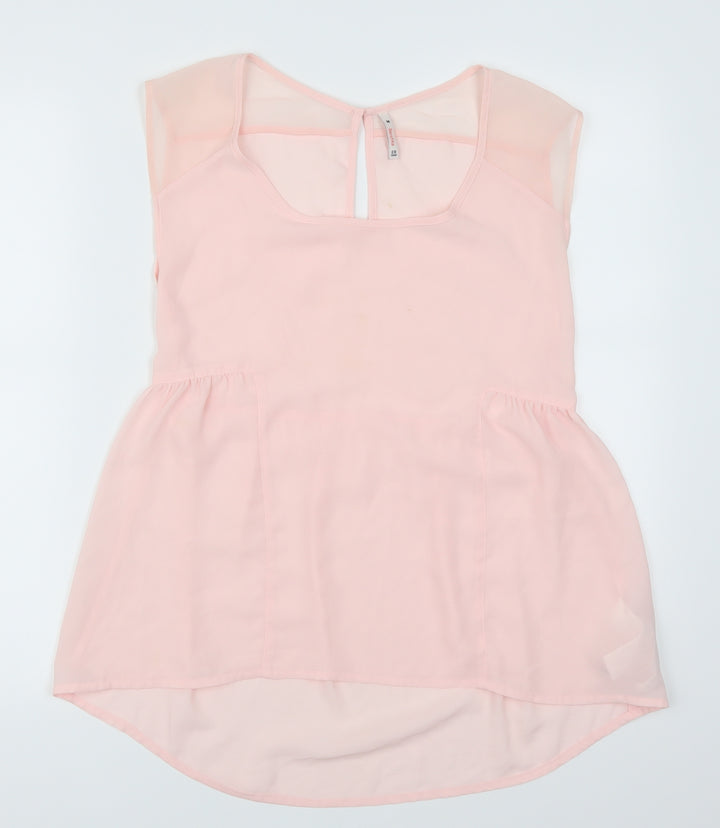 Bershka Womens Pink Basic Blouse Size M
