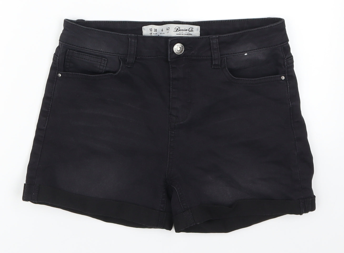Denim Co Womens Black  Denim Hot Pants Shorts Size 10