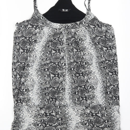 K&D Womens Grey Animal Print  Basic Tank Size 16