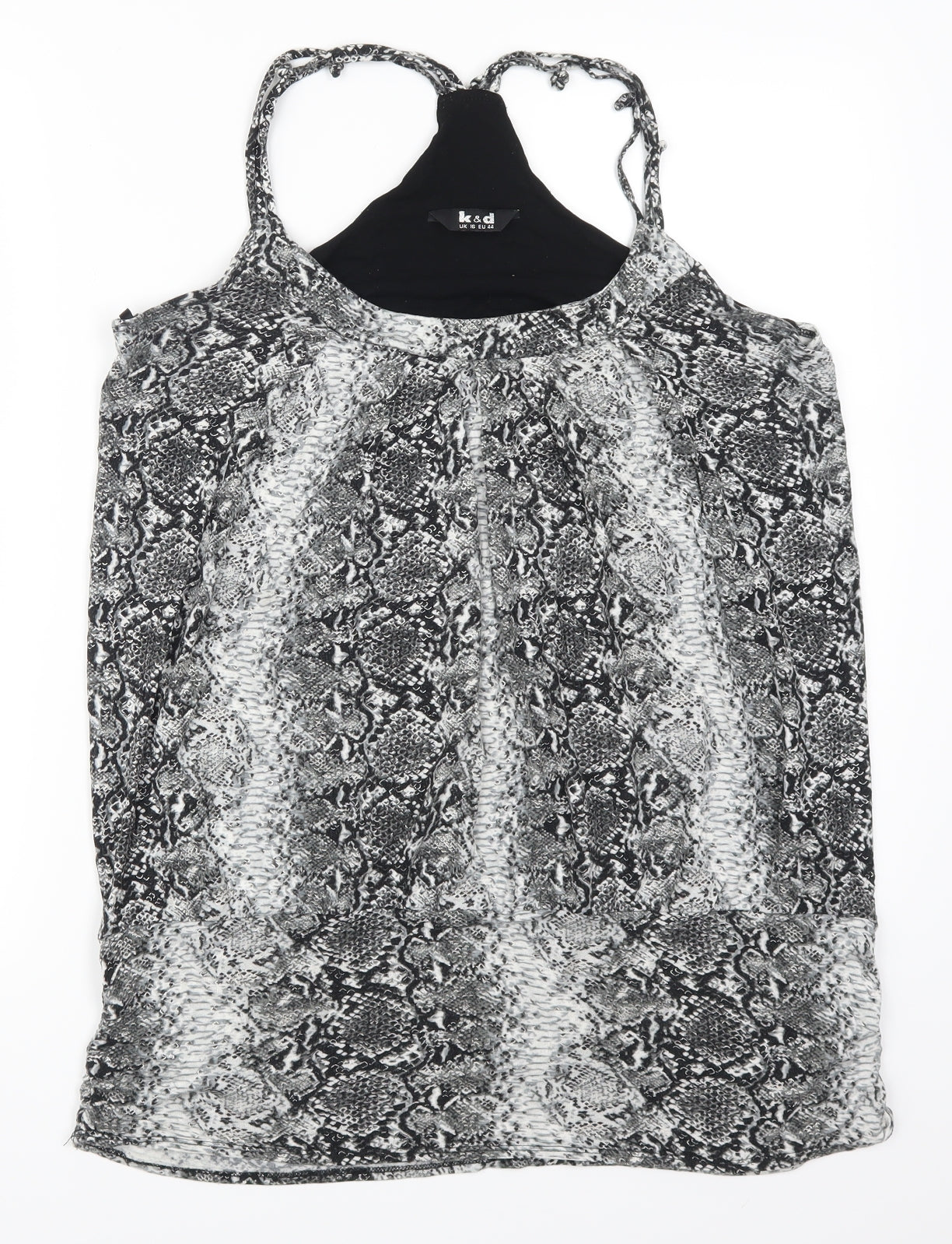K&D Womens Grey Animal Print  Basic Tank Size 16