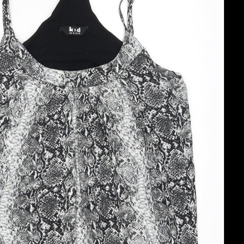 K&D Womens Grey Animal Print  Basic Tank Size 16