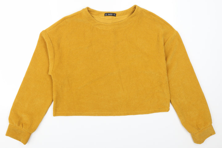 SheIn Womens Orange Corduroy Pullover Sweatshirt Size M