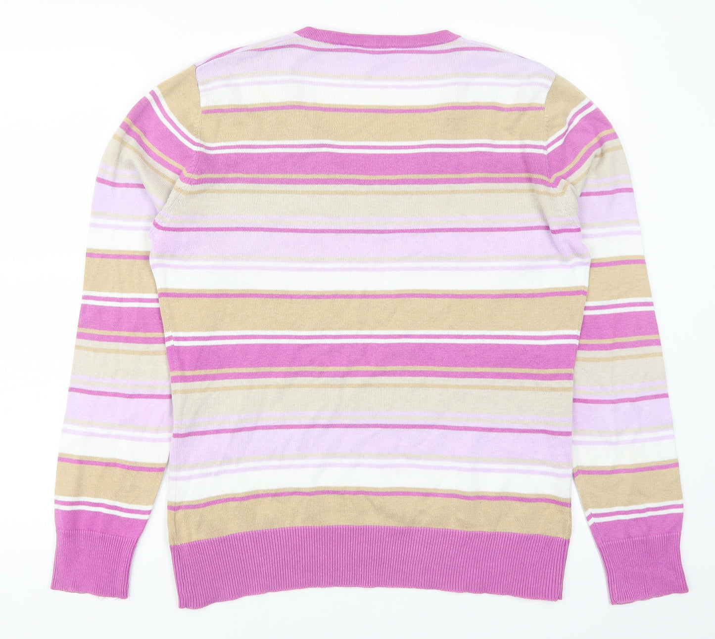 Daily Womens Pink Striped  Pullover Jumper Size L