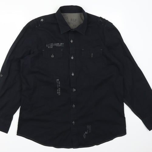F&F Mens Black    Button-Up Size L