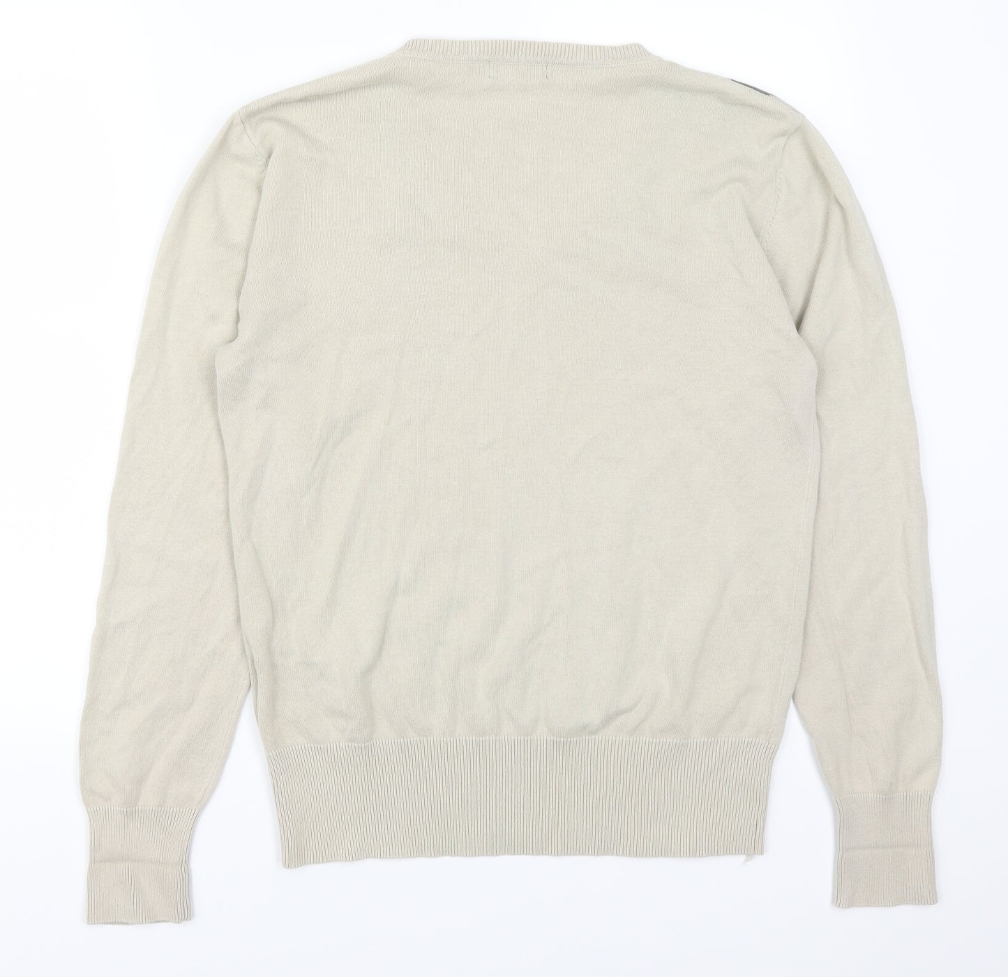 Ronisch Womens Beige Argyle/Diamond  Pullover Jumper Size L  - Purple