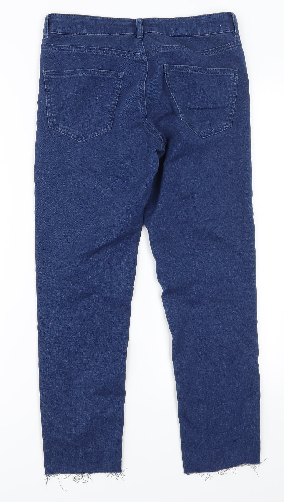 Warehouse Womens Blue  Denim Skinny Jeans Size 10 L25 in - Distressed Hem