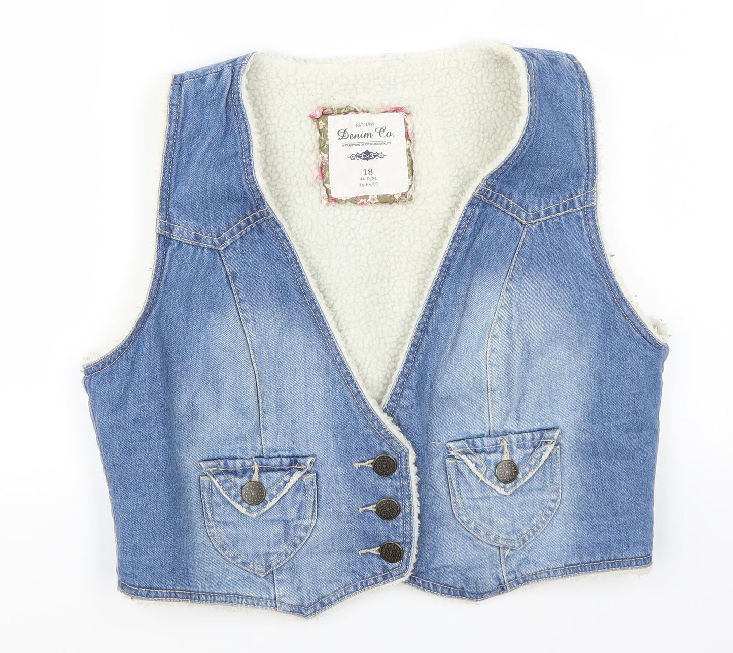 Denim Co Womens Blue  Denim Jacket Waistcoat Size 18