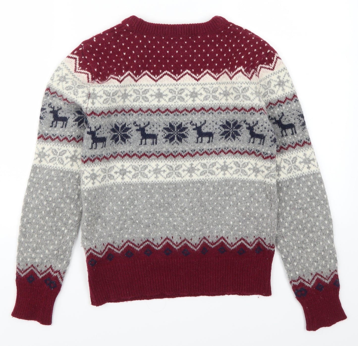 Atmosphere Womens Red Fair Isle  Pullover Jumper Size 8  - Grey Christmas Print