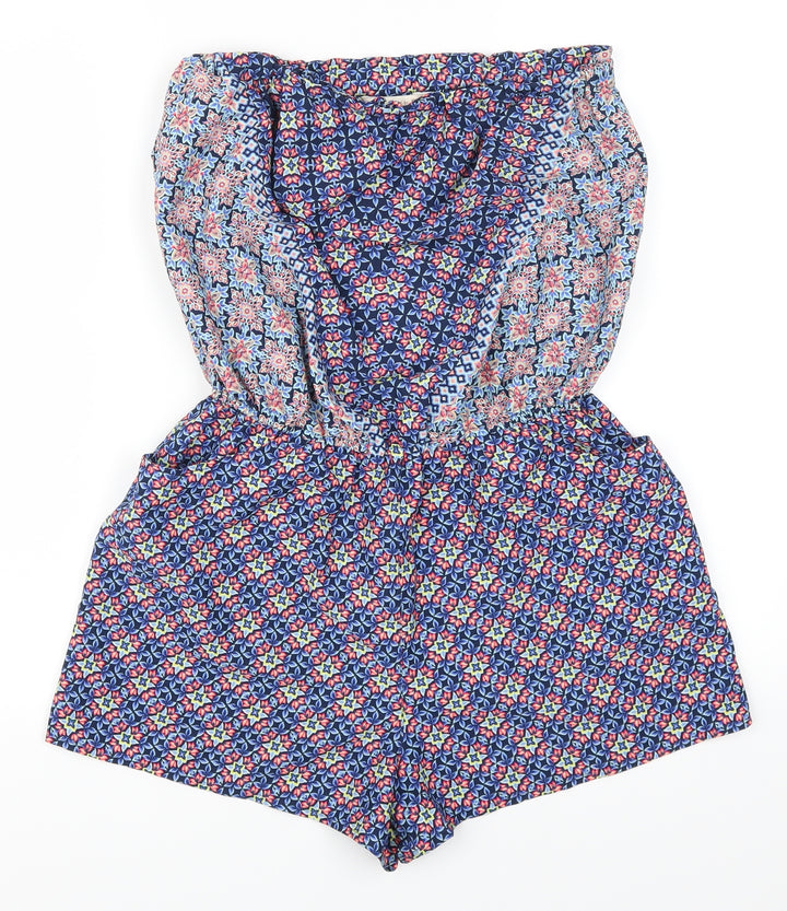 F&F Womens Blue Geometric  Playsuit One-Piece Size 10
