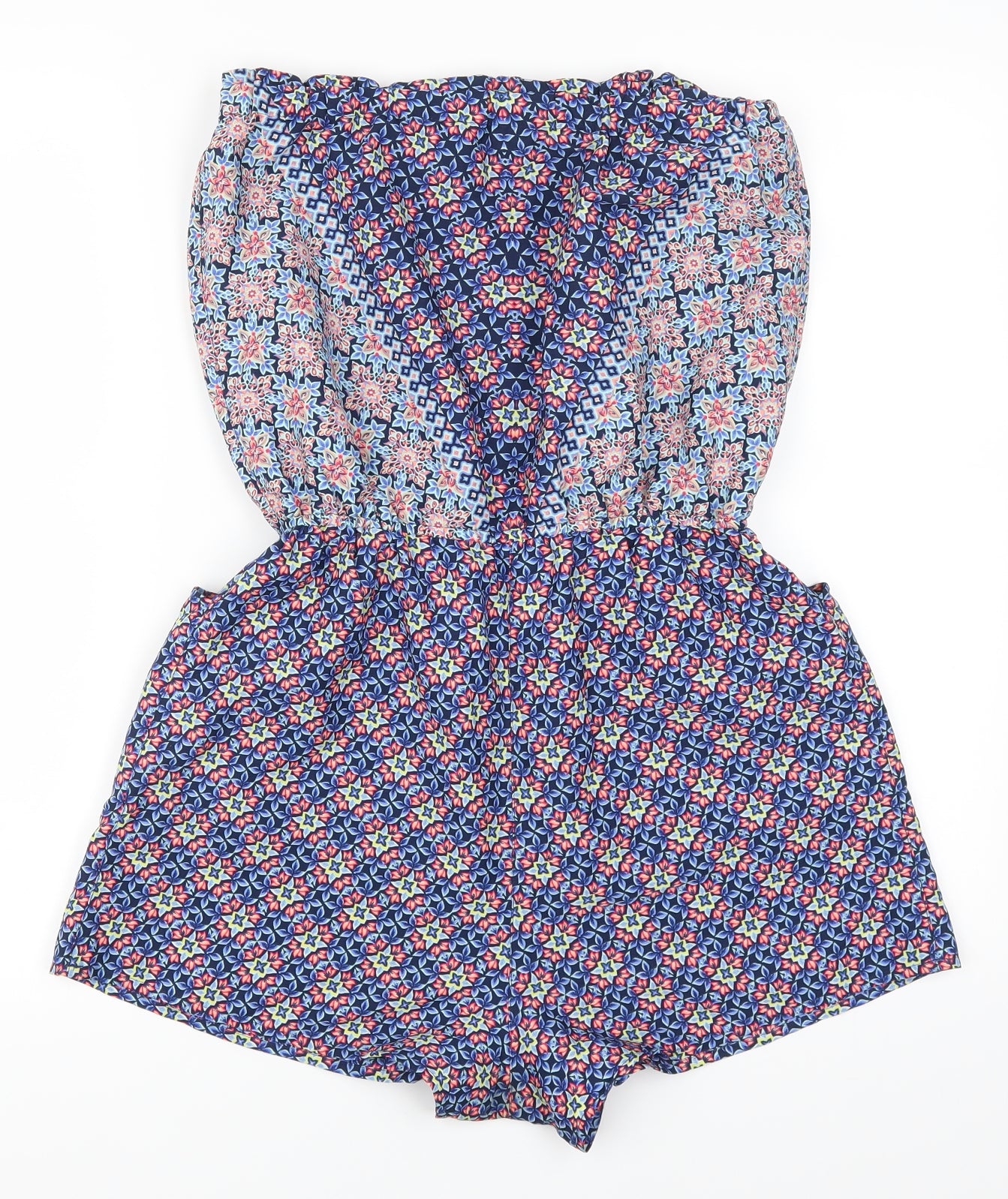 F&F Womens Blue Geometric  Playsuit One-Piece Size 10