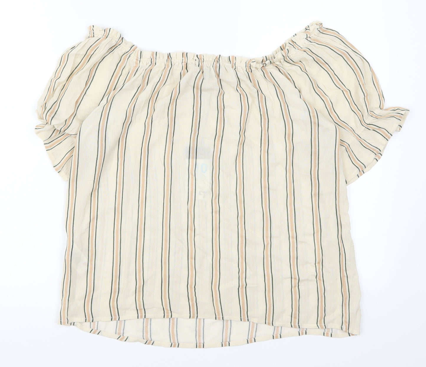 Primark Womens Beige Striped  Basic Blouse Size 10