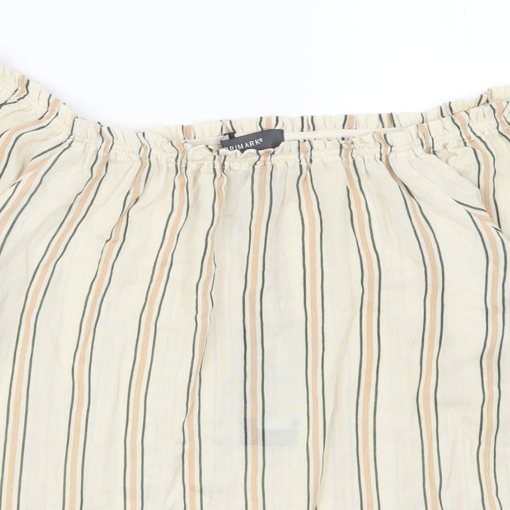 Primark Womens Beige Striped  Basic Blouse Size 10