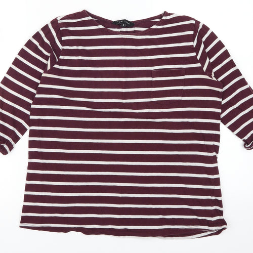 New Look Womens Purple Striped  Basic T-Shirt Size 6