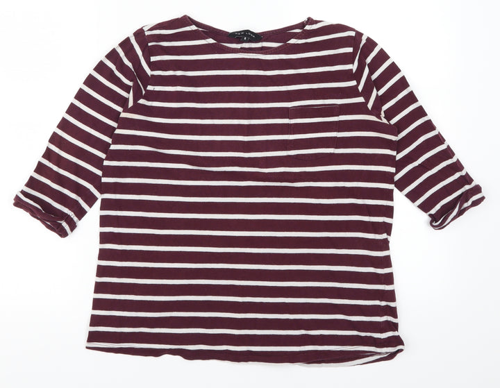 New Look Womens Purple Striped  Basic T-Shirt Size 6