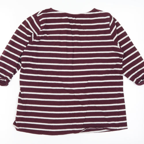 New Look Womens Purple Striped  Basic T-Shirt Size 6