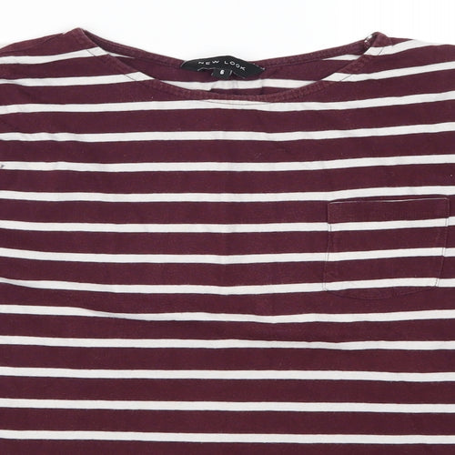New Look Womens Purple Striped  Basic T-Shirt Size 6