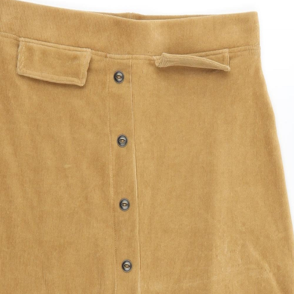 TU Womens Beige  Corduroy A-Line Skirt Size 10