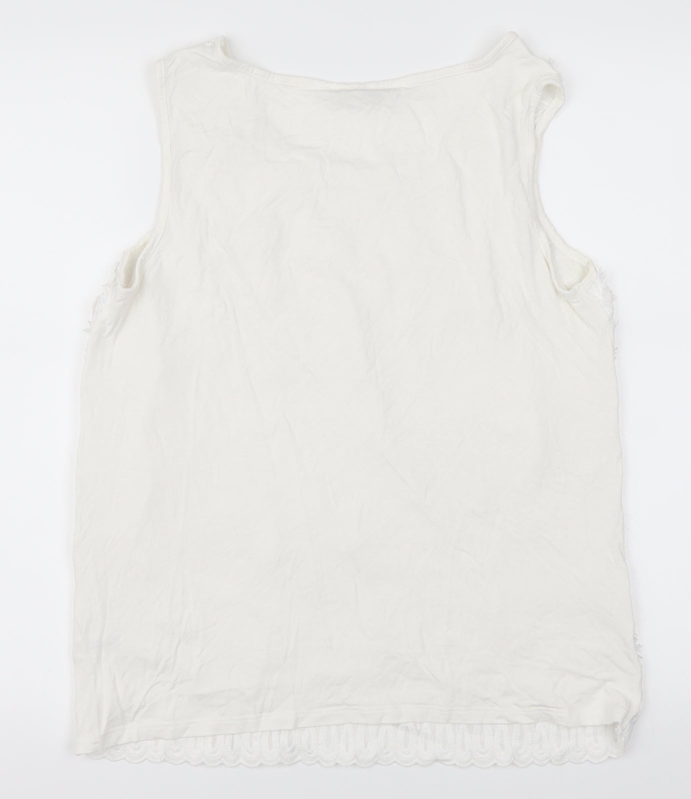 George Womens White   Basic Tank Size 14  - Leaf Pattern