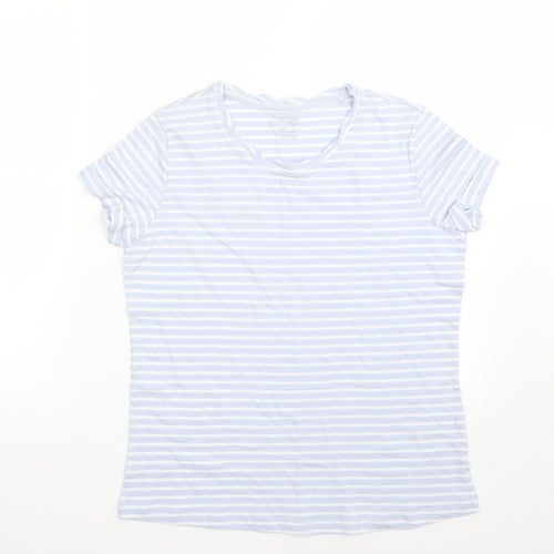 ESMARA Womens Blue Striped  Basic T-Shirt Size 12