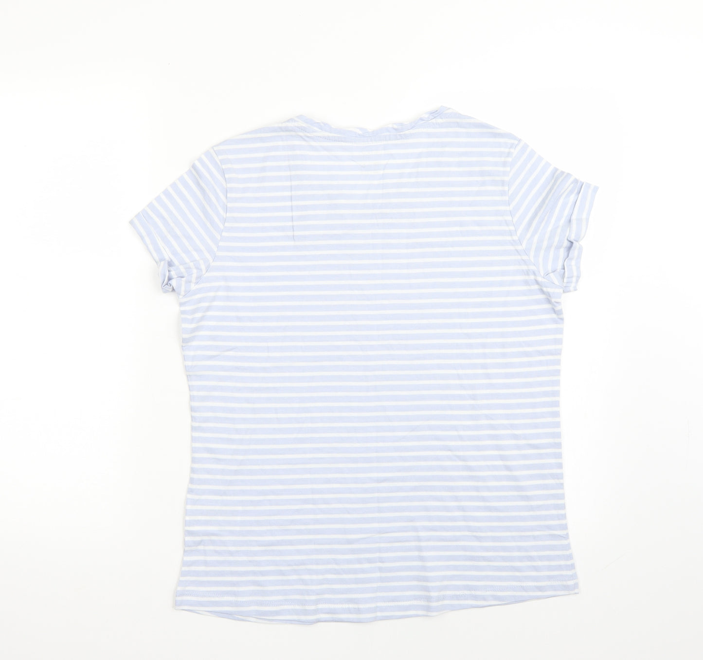 ESMARA Womens Blue Striped  Basic T-Shirt Size 12