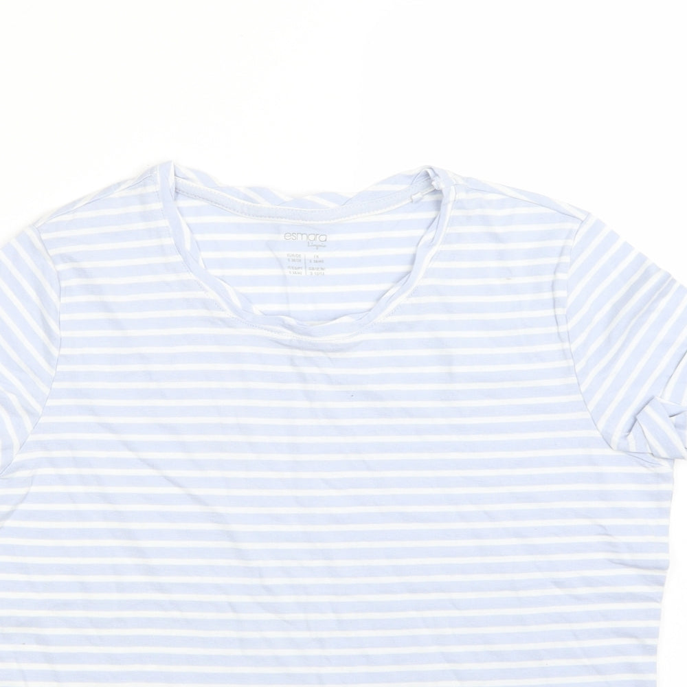ESMARA Womens Blue Striped  Basic T-Shirt Size 12