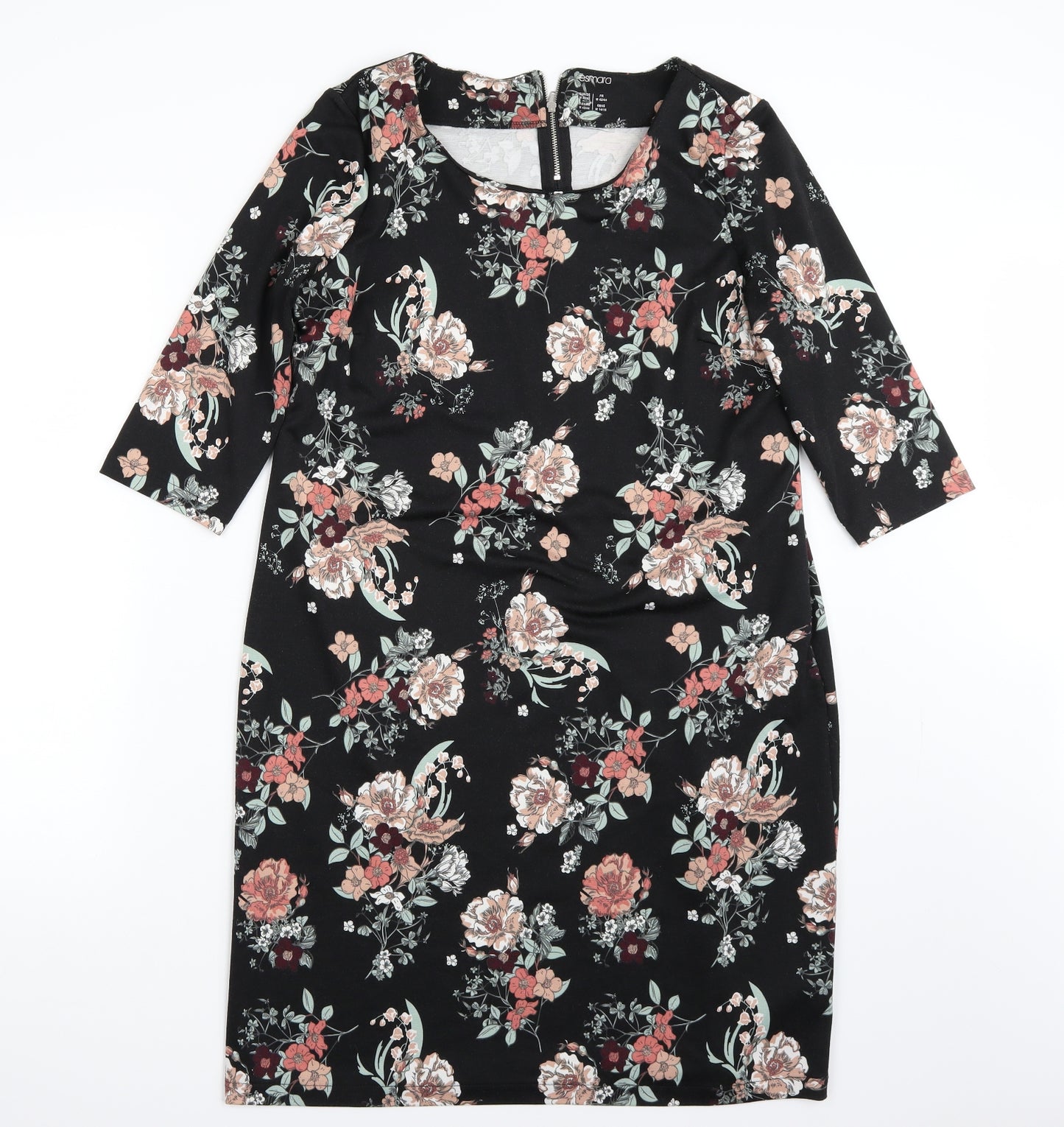 ESMARA Womens Black Floral  A-Line  Size 14