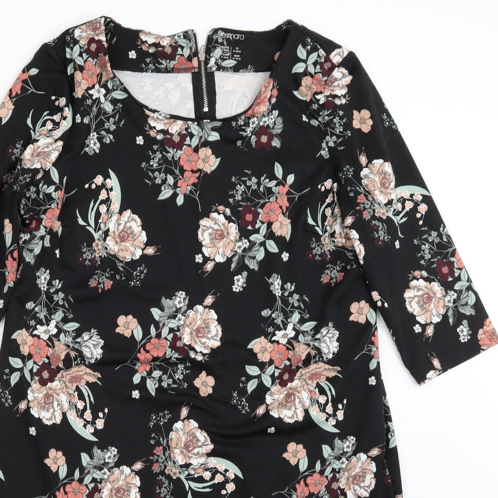 ESMARA Womens Black Floral  A-Line  Size 14