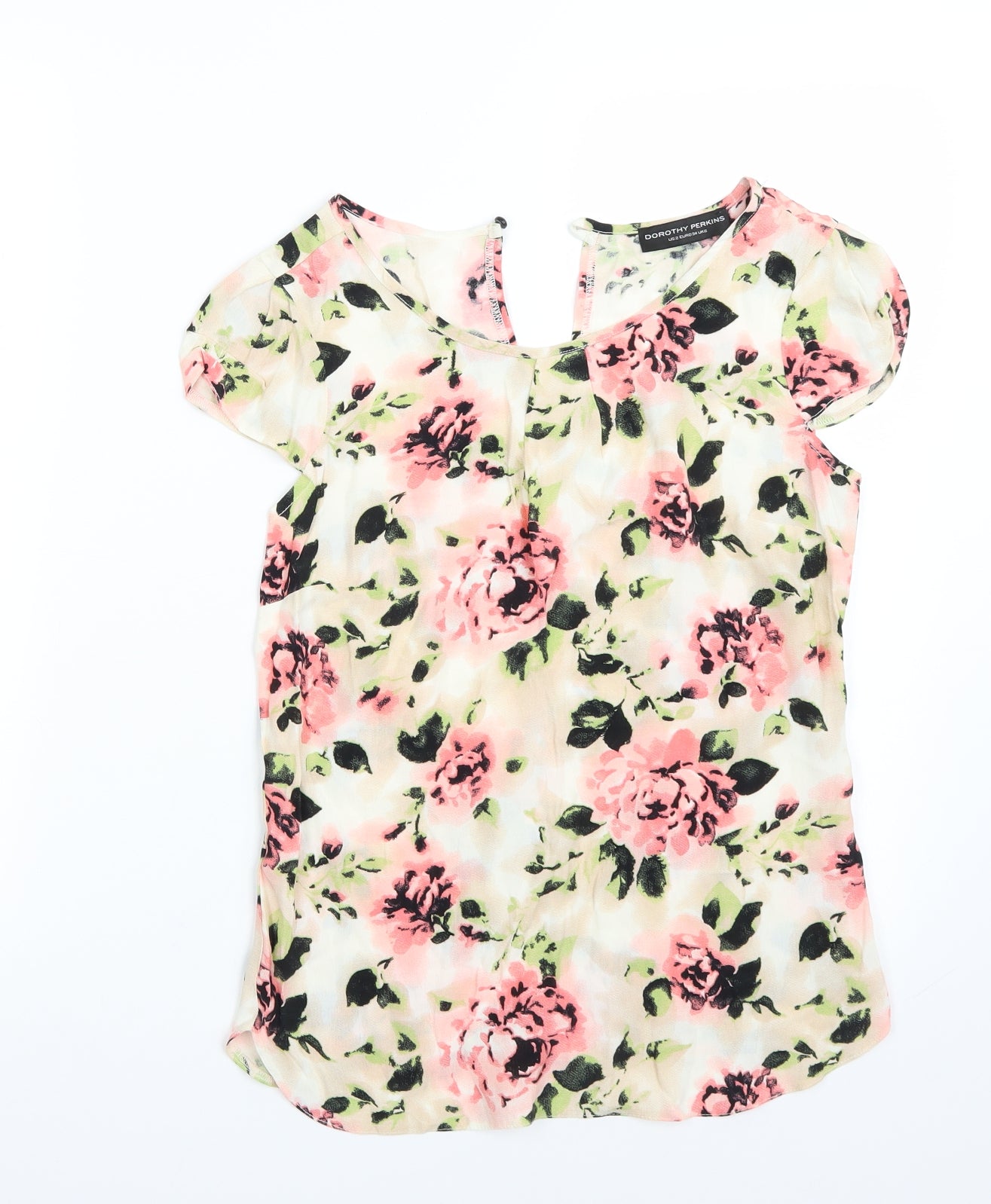 Dorothy Perkins Womens White Floral  Basic T-Shirt Size 16