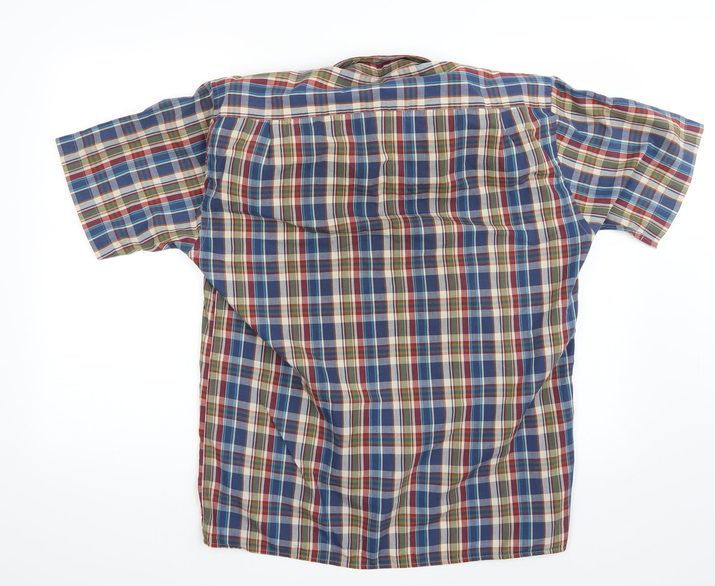 Marks and Spencer Mens Blue Check   Button-Up Size 15