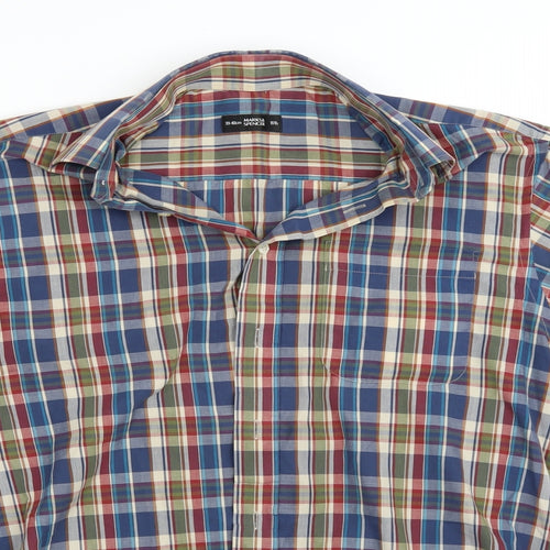 Marks and Spencer Mens Blue Check   Button-Up Size 15