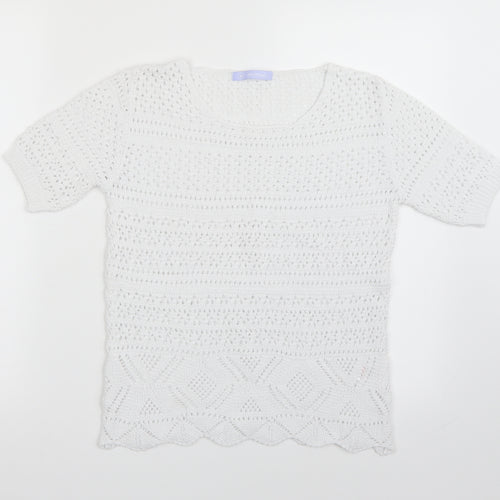 Avenue Womens White   Basic T-Shirt Size 8