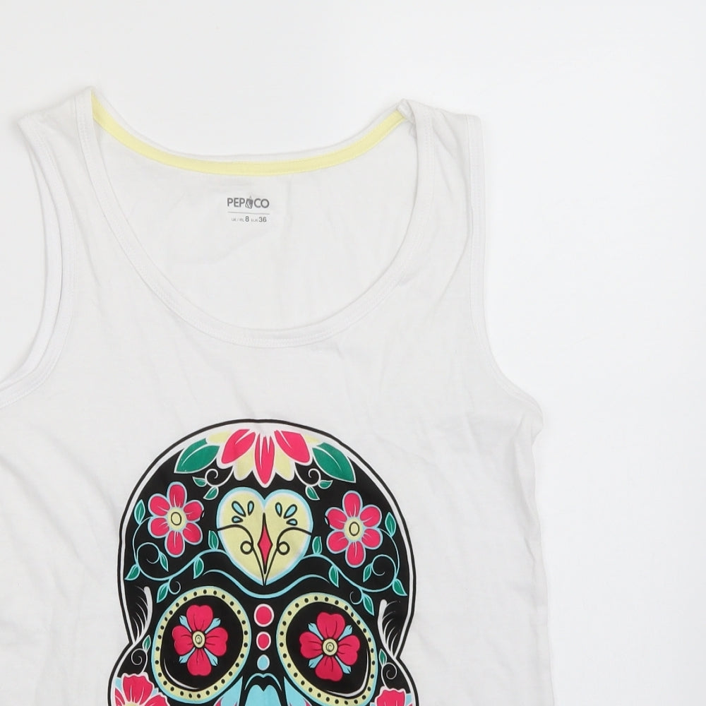 Pep & co Womens White   Basic Tank Size 8