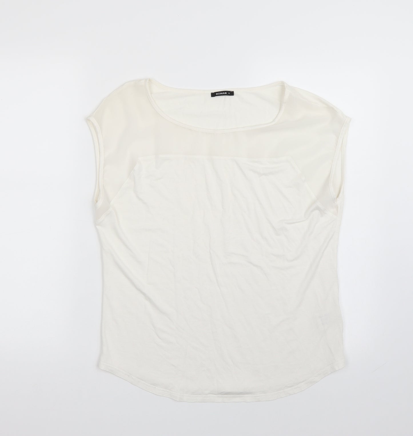 Roman Womens White   Basic T-Shirt Size 12