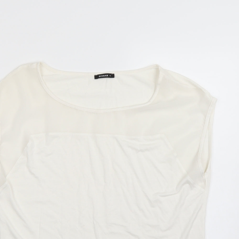 Roman Womens White   Basic T-Shirt Size 12